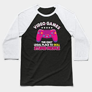 Video Games Ruined My Life Funny Gaming Lover Controller Gamer Baseball T-Shirt